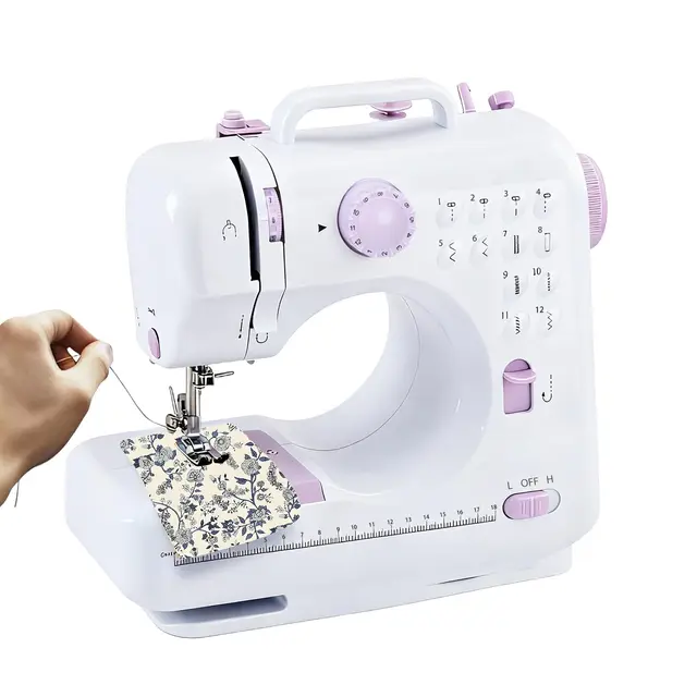 Mini máquina de coser para principiantes, máquina de coser multifunción de doble hilo para el hogar, 12 puntadas, para niños, EU 220V
