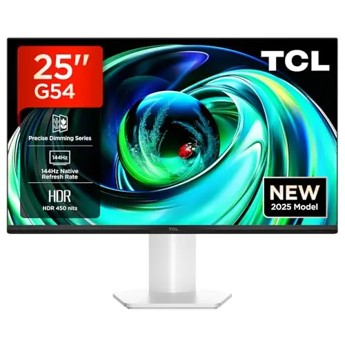 TCL 25G54 Monitor Gaming 25 Pulgadas Mini LED, Full HD, 144Hz, Panel IPS, 450 nits HDR400, 93% DCI-P3, TÜV Libre de Parpadeo, AMD FreeSync