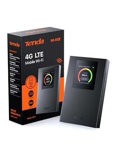 Tenda MF6– Router 4G SIM, Móvil Portátil 4G con tarjeta SIM, Wifi Portatil CAT4 WiFi6 AX300, MiFi 4G, batería de 2100 mAh, USB-C, WPA3, pantalla a color,Carga del batería externa,Nano card,Plug y Play