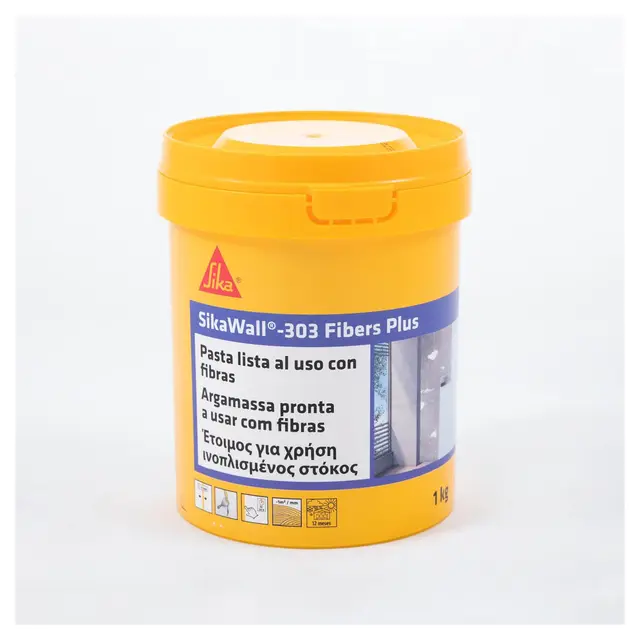 SIKA - Masilla acrílica reforzada con fibras - SikaWall-303 Fibers Plus - Blanco - Lista para su uso para reparación y puenteo de pequeñas fisuras en paramentos interiores y exteriores - 1 kg