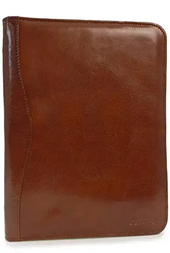 Ashwood - Portacuaderno de Piel - Carpeta Portadocumentos A4 con Cremallera - Portafolio de Viaje para Hombre - A4 Folder - Castaño Marrón