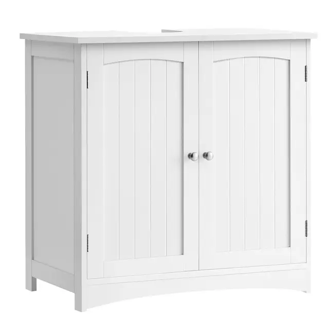VASAGLE Aramrio de Lavabo, Armario Debajo de Lavabo, Mueble de Baño, con 2 Puertas, Estante Ajustable, Amplio Espacio de Almacenamiento, Estilo Moderno, 40 x 70 x 70 cm, Blanco Nube BBC011W01