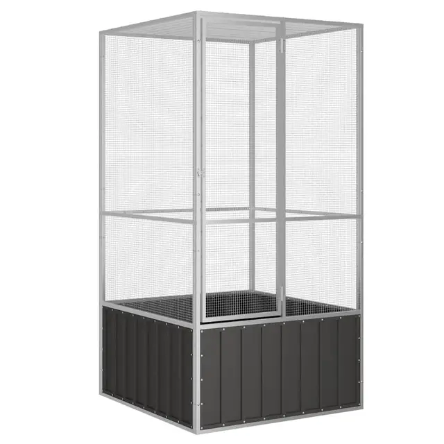 vidaXL Jaula de Pájaros Aves Pajareras Casita Acero Galvanizado Antracita