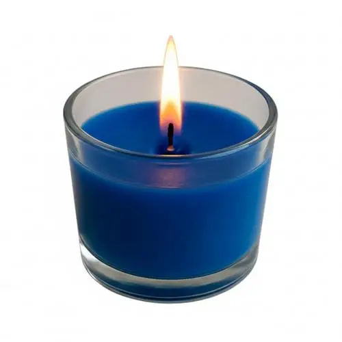 camino vela aromática pequeña vaso azul