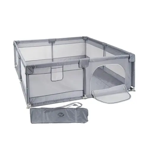 Parque Infantil XXL NYLON 3MEDIDAS - Corralito para bebé plegable - Parque de juegos para bebe Seguro, Con gateras y ventana red - Con ventosas - Fácil Montaje