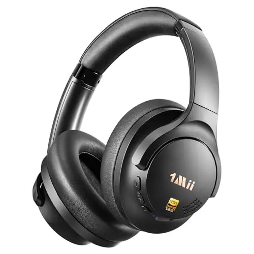 1Mii Y8+ Cascos Inalámbricos Bluetooth 6.0 Diadema Cómodos, Auriculares Cancelación de Ruido Activa Híbrida, LDAC Sonido Hi-Res Potentes Bass, 100H Reproducción, EQ Personalizable con App, Negro