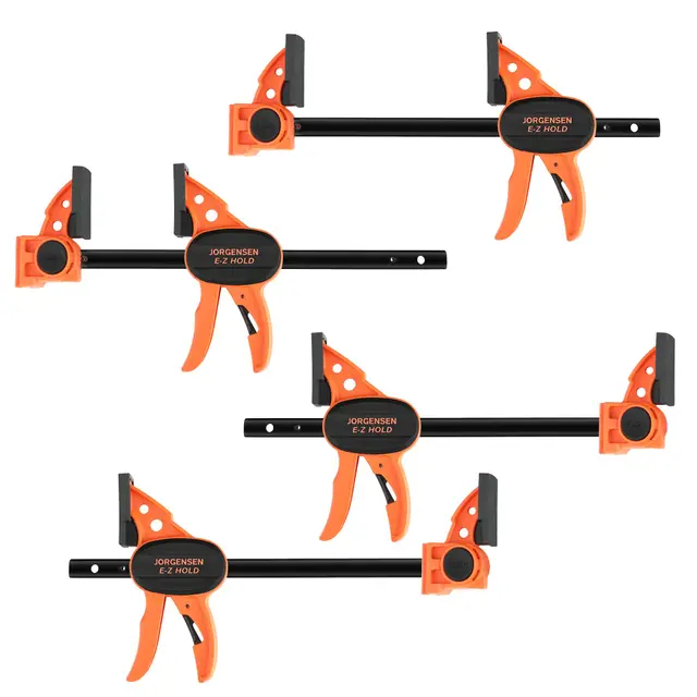 JORGENSEN 4-piezas Juego de Sargento de Madera de 150mm, Sargentos para Carpintería de Potencia 68kg, Sargentos de Barra para Herramientas y Madera