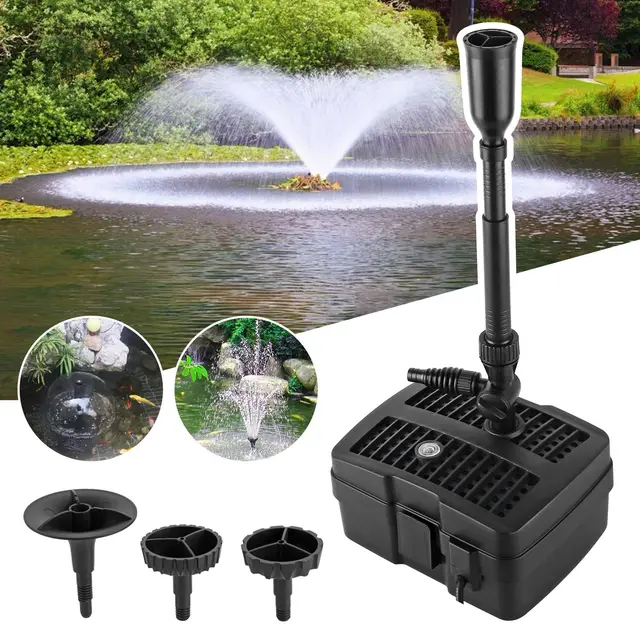 Bomba de Estanque Filtro de Estanque UVC Filtro de Estanque Fuente de Estanque 4 en 1 con Filtro Clarificador UV CUF-2505 1000L / H 24W 10m Cable de Alimentación Diseño de Jardín y Fuente