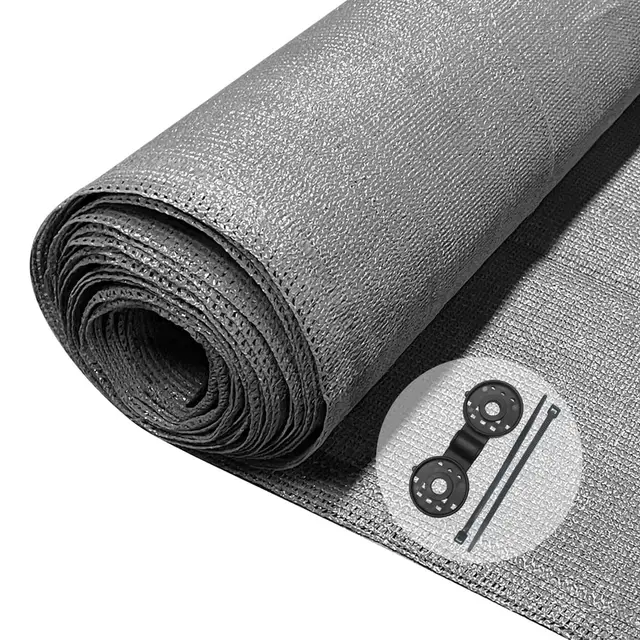 VOUNOT® Malla Sombreo y Ocultación 1.5×10m, Valla Privacidad HDPE Protección UV, Red de Sombra con Clips y Bridas, para Jardín, Huerto, Balcón, Gris