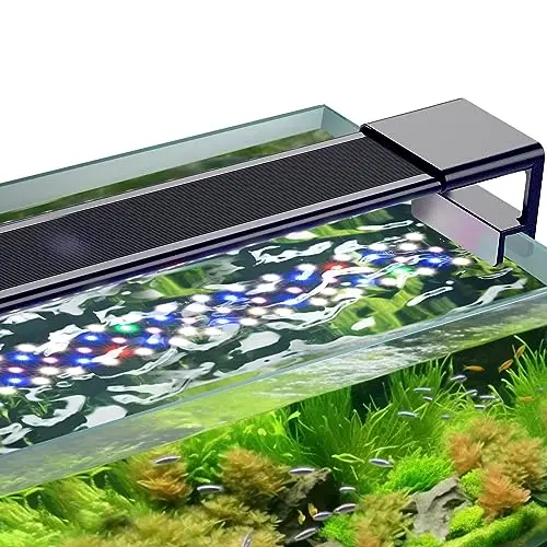 Hygger Clip On Iluminación para Acuario,Luz Acuario Plantado,10W 24/7 Ciclo de Luz Acuario LED con Espectro Completo con Monitor, 7 Colores,Temporizador Ajustable,3 Modos para Tanque de 18-30cm