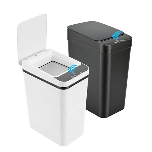 Cubo de Basura Automático con Sensor 12L, Set de 2 Papelera Inteligente con Tapa Automática Silenciosa e Impermeable, Sin Contacto para Baño, Cocina, Oficina, Dormitorio