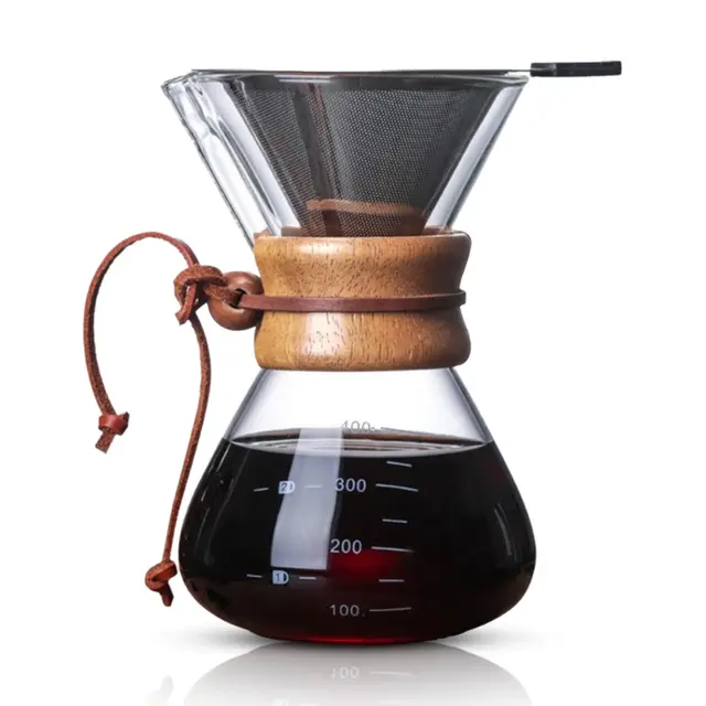 HERCHR Vierta sobre la cafetera, Juego de gotero de café de 800 ml, Filtro de Doble Capa de Vidrio de borosilicato, Jarra de café para el hogar, cafetería, Fiesta