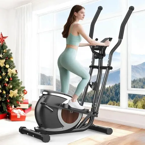 Bicicleta Eliptica para Casa, Máquina Elíptica Magnética con App Bluetooth Inteligente, 16 Niveles de Resistencia, Monitor LCD, Escalador Elíptico para Ejercicios De Fitness En El Hogar