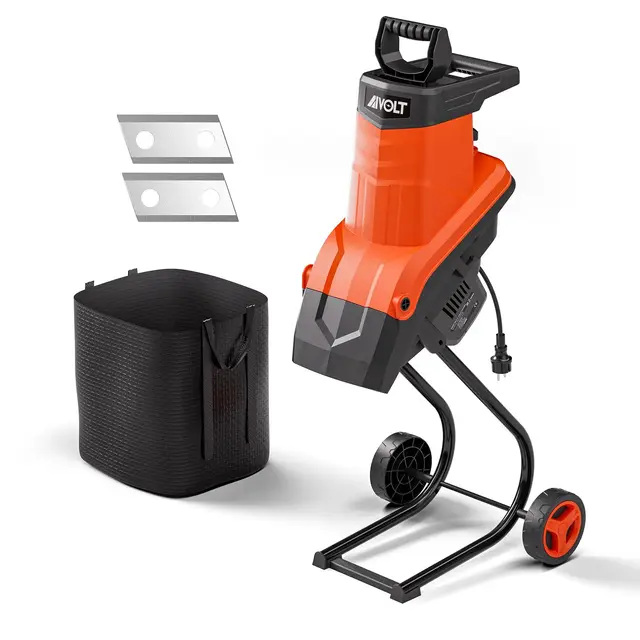AIVOLT Trituradora Eléctrica de Ramas 2500W Biotrituradora Eléctrica con Bolsa de Recolección 50L para Diámetro de Corte de Ramas 45mm