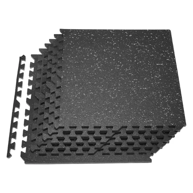 VEVOR Esterilla Puzzle 6 Piezas de 610 x 610 x 14 mm, Suelo Gimnasio de Goma EVA, Colchoneta de Ejercicios con Puntos Grises, Alta Densidad, Antideslizante Antigolpe Antiruido para Equipo Pesado, Casa