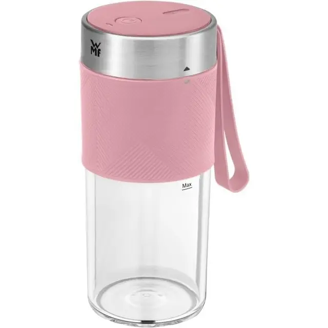 WMF Kitchenminis - Mix on the Go Batidora Personal Portátil 300 ml, 50W, 20.000 rpm, Recargable por USB, Tritan sin BPA, Batería 1200 mAh, Smoothie Maker Rosa para Batidos en 40 Segundos