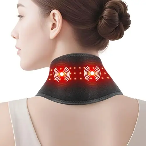 DYMROGE Almohadilla Térmica Cervical con Masaje y Luz Roja 660nm