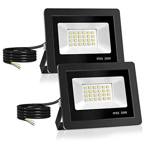 Realky Focos LED Exterior 2 Pcs, 20W IP65 Impermeable Foco Proyector 24 LED 6000K Blanco Frío Floodlight para Casa, Garaje, Patio, Terraza, Campo