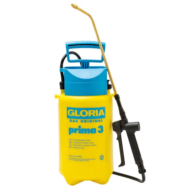 Gloria Pulverizador a presión Prima 3 | Pulverizador de jardín | Capacidad de llenado 3 L | Boquilla de latón Regulable | Compacto para el jardín pequeño