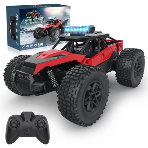Coche Teledirigidos Todoterreno,Monster Truck Carro RC Radiocontrol Offroad 2.4GHz Alta Velocidad 22 km/h Juguete Niños 6 7 8 9 10 11 12 Años Regalo Cumpleaños Juego Exterior Remote Crawler Car