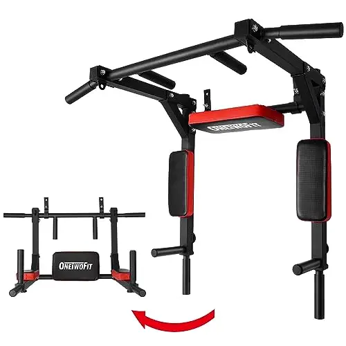 ONETWOFIT Barra de dominadas, estación de inmersión para Entrenamiento de Gimnasio en el hogar, Equipo de Entrenamiento de Torre de Potencia, Soporte de inmersión para 199,6 kg