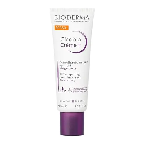 BIODERMA Cicabio Creme+ SPF50+ Cuidado anti-hiperpigmentación ultra-reparador y calmante - Protege de las agresiones externas, textura "efecto venda" - Para toda la familia - Tubo 40 ml