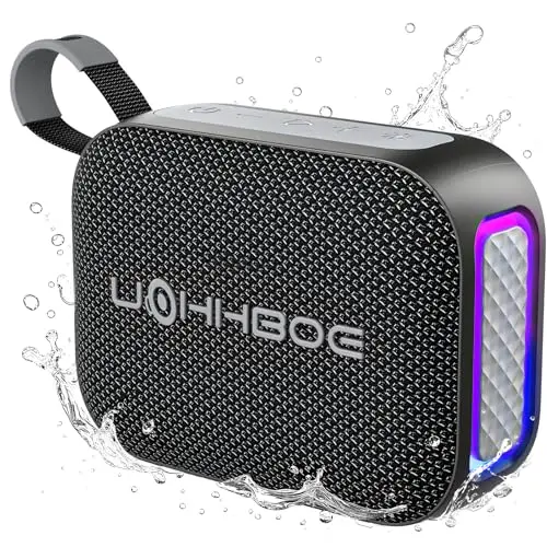 UOHHBOE Altavoz Bluetooth 6.0 Potente 20W, Graves Mejorados, con Luz LED de Color, Emparejamiento TWS para Sonido Estéreo, 24 Horas, IPX5 Impermeable, Altavoz Portátil para Fiestas y Exteriores