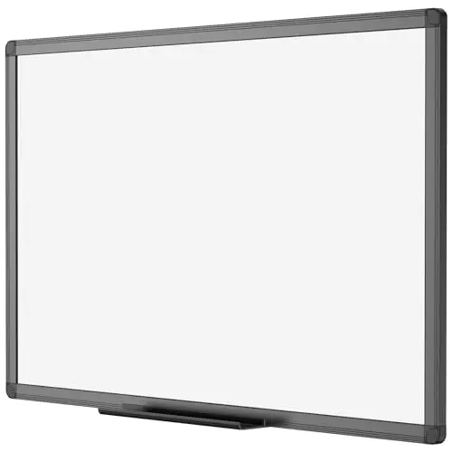 VIZ-PRO Pizarra Blanca Magnética de Pared con Marco de Aluminio negro, 90 x 60 cm, Ideal para Oficina, Escuela y Hogar