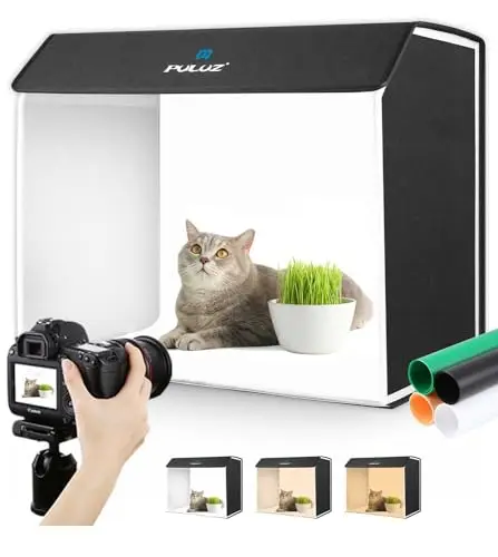 PULUZ Caja de luz para estudio fotográfico de 60x40 cm, caja de fotos portátil para fotografía de productos, kit de tienda con 672 luces LED y 4 fondos de PVC de colores
