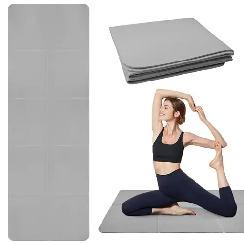 Esterilla de yoga plegable Esterilla de fitness portátil Esterilla de yoga de viaje Esterilla deportiva antideslizante de TPE para pilates,gimnasia,entrenamiento y viajes,183 x 61 x 0,5 cm