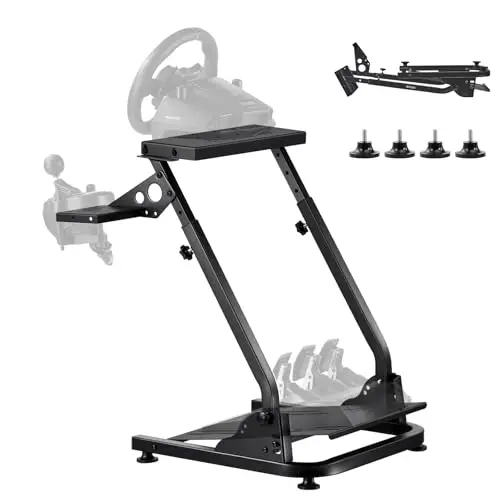 VEVOR Soporte para Volante de Carreras Ajustable y Plegable, Compatible con Logitech G29, G27, G920 y G923, Thrustmaster T300RS, T300GT, T248, TS-PC y TSXW Gaming Cockpit. Pedales no Incluidos