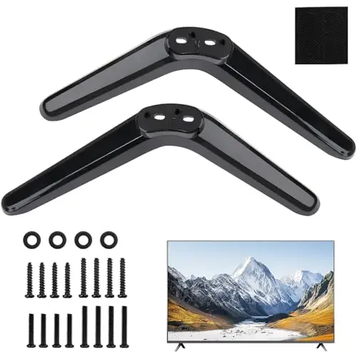 Soporte Universal para TV de 20-65 Pulgadas con Base Antideslizante – Pie de Mesa Ajustable en Altura para Televisiones LCD/LED/Curved, Material ABS y 16 Tornillos Incluidos (Pack de 2, Negro)