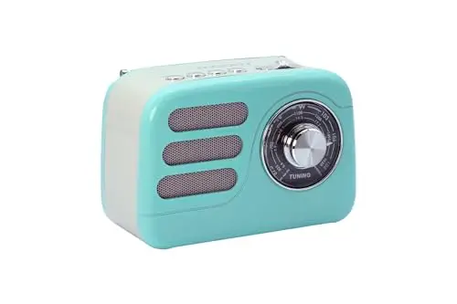 Mooov 477240 - Radio Vintage Bluetooth 5.4 con Batería Recargable, Radio FM/Am/SW Portátil Retro, Altavoz Inalámbrico Compacto, USB y microSD, 6h Autonomía - Turquesa