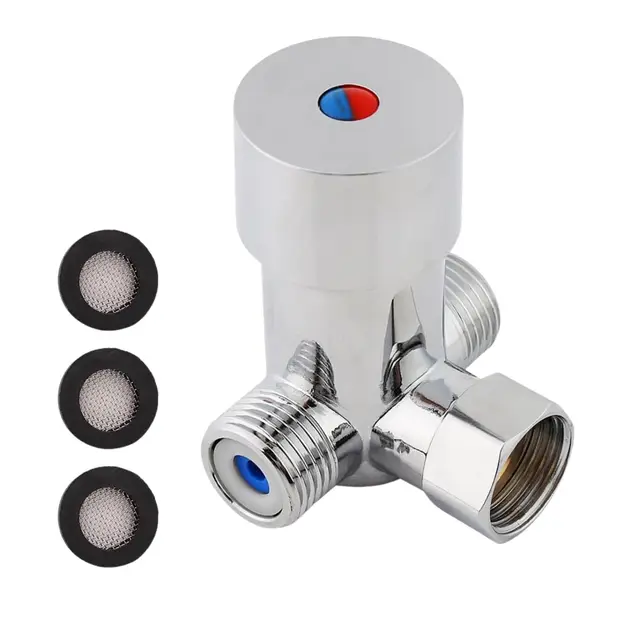 Válvula mezcladora termostática G1/2 Válvula mezcladora de agua fría y caliente Control de temperatura del mezclador termostático para grifo automático