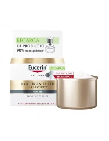 Eucerin Hyaluron Filler Elasticity, Crema de Noche Antiarrugas, con Ácido Hialurónico y Aceite de Argán, para Piel Normal y Mixta, 50ml