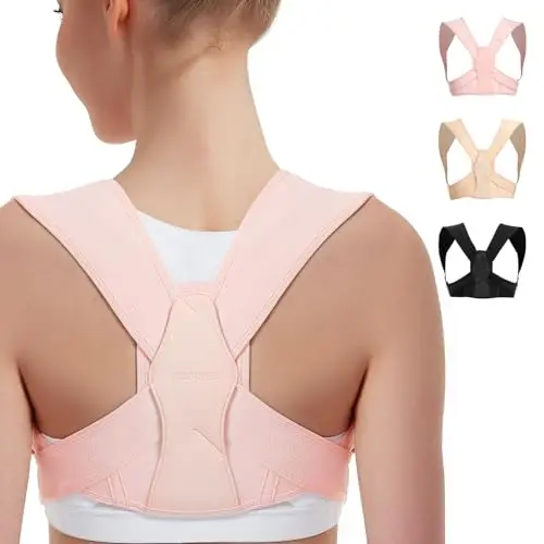 Vicorrect Corrector de Espalda para Mujeres y Hombres, Corrector de Postura Superior para Soporte de la Clavícula y Corrector de Espalda y Hombro a Aliviar el Dolor de Cuello, Hombros y Espalda (S/M)