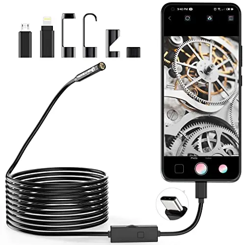Lightswim - Cámara de inspección endoscópica (1920P, cámara Tipo C con 8 Luces LED para Android e iOS, iPhone, iPad, Samsung (16,5 pies/5 m)
