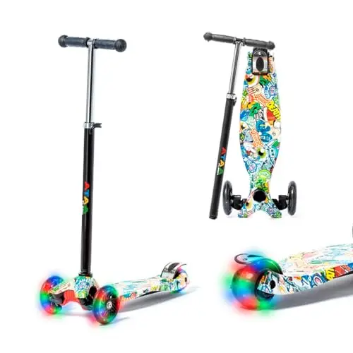 Patinete de 3 Ruedas ATAA Flash -Patinete para niños de 3 Ruedas, Patinete Infantil con Luces, Patinete de 3 Ruedas con Manillar Ajustable, Giro por Gravedad, Patinete de 2 a 9 años