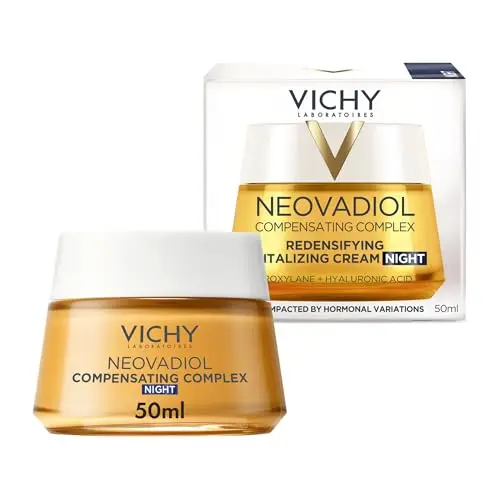 Vichy Crema de Noche para la Menopausia, Redensificante y Revitalizante, Enriquecida con Agua Volcánica de Vichy y Proxylane, Para Todo Tipo de Piel, Neovadiol, 50 ml