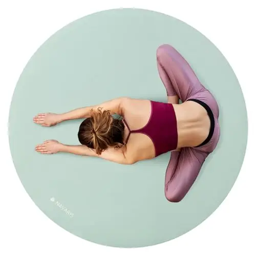 Navaris Esterilla de Yoga Redonda - Alfombrilla Antideslizante de Meditación, Ejercicio, Deporte - Colchoneta 120 cm de Diámetro