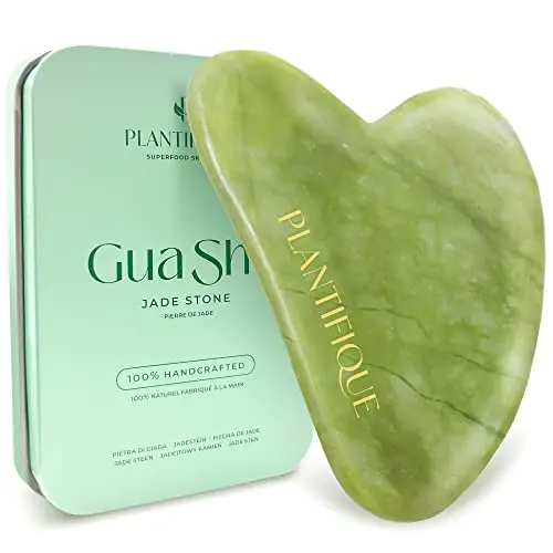 Plantifique Gua Sha Facial de Jade Auténtico - Masajeador Facial para Tonificar y Reafirmar la Piel - Guasha Jade Piedra Natural