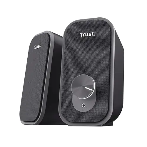 Trust Orada Altavoces PC 2.0 12W (6W RMS), Altavoz USB, Audio Jack 3,5 mm, Conexión para Auriculares, Frontal de Tela, Altavoces para PC Portátil Ordenador Mac, Negro
