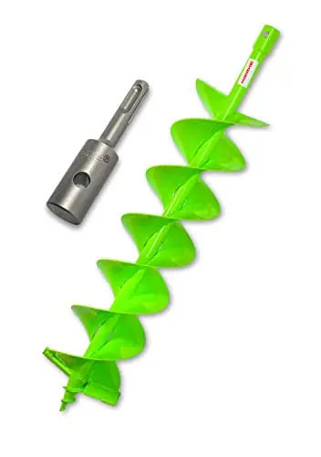 WERHE Barrena para tierra 150 mm con doble hélice – Acero robusto para plantación de árboles y construcción de cercas – Adaptador SDS Plus compatible