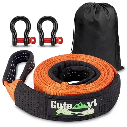 Eslinga de Remolque Coche 8 Toneladas 5m, Cuerda de Remolque de Alta Resistencia con 2 Ganchos Reforzados, Bolsa de Almacenamiento, para Coche, SUV, Todo Terreno