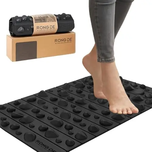Masajeadores de Pies, Alfombrilla Masaje de Pies para Fascitis Plantar, Foot Massager Mat, Reflexología Podal, Alfombra Antifatiga para Cocina, Baño y Trabajo, 30 x 50 cm, Lavable