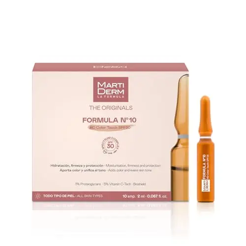 MARTIDERM Formula Nº10 | Hd Color Touch | Spf 30 | Hidratante, Antioxidante Y Reafirmante | 10 Ampollas, color Blanco, M, 200 g