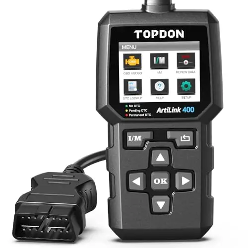 TOPDON AL400 OBD2 Diagnosis, Maquina Diagnosis Coche Multimarca 10 Funciones, comprobación de Las Luces del Motor, Pruebas de emisiones de Gases de Escape, comprobación del Sensor O2, EVAP