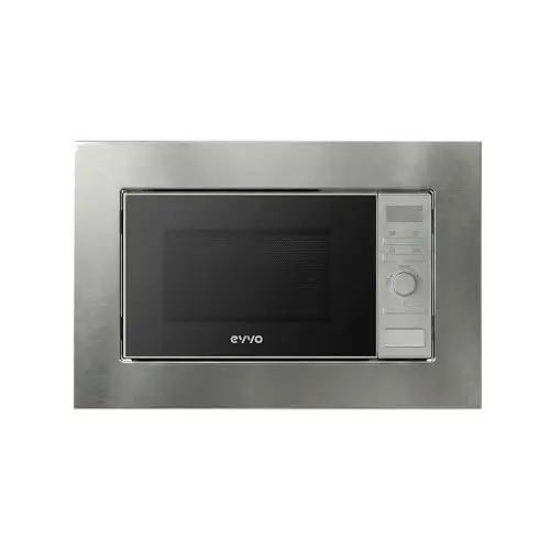 EVVO Microondas Integrable Mi30 Inox - 21 Litros, Horno Microondas Función Grill, Display Digital, Bloqueo Infantil y Temporizador de 60 Minutos, Negro