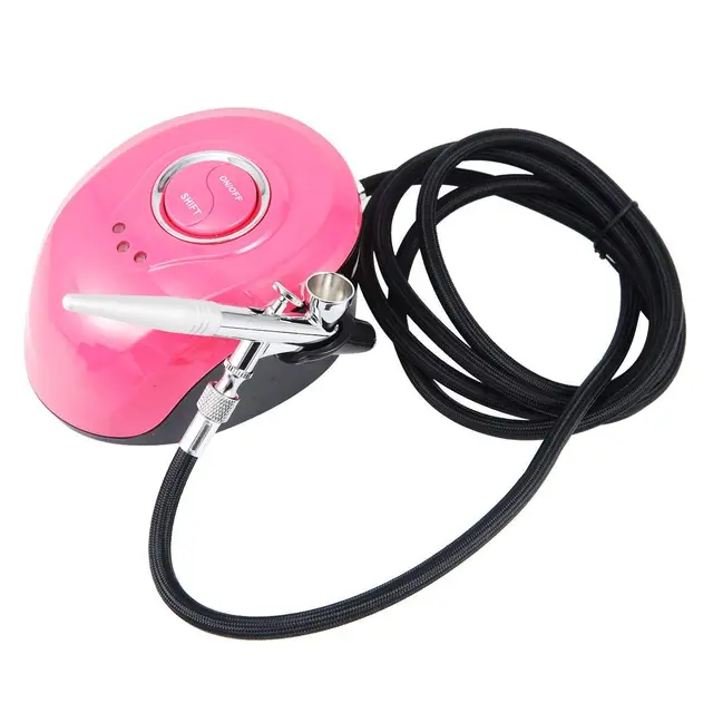 CYBERNOVA Mini Conjunto de compresor de aerógrafo Kit de aerógrafo de Pistola de pulverización de Doble acción para Maquillaje, decoración de Pasteles, Manualidades, Pintura de uñas, Arte (Rojo)
