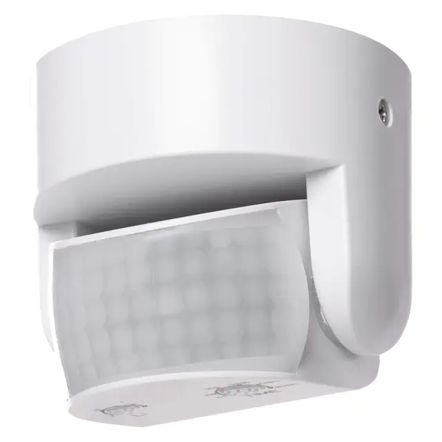 EMOS Detector de Movimiento infrarrojo IP44, 12 m, 180°, 3–2000 Lux, 10 s–15 min, 230 V, Interior/Exterior, Montaje en Superficie, Blanco